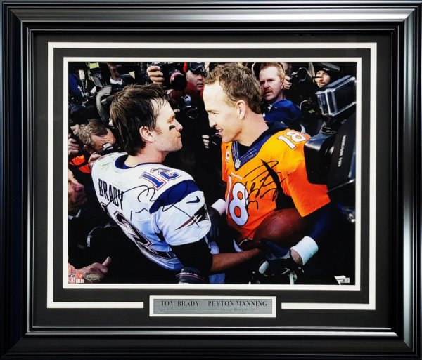 Tom Brady Autographed Signed & Peyton Manning Framed 16X20 Photo Fanatics Holo #A318977