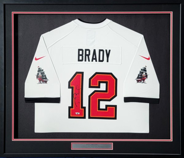 Tom Brady Autographed Signed Tampa Bay Buccaneers Framed White Nike Jersey  Fanatics Holo #B063625