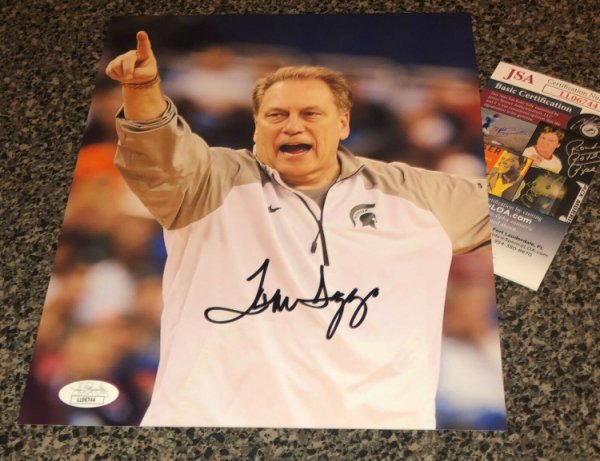 tom izzo signed basketball