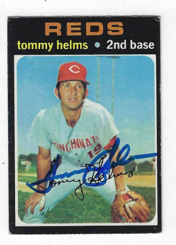 Tommy Helms Autographed Photo (with bat in color)
