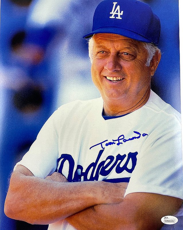 Tommy Lasorda Autographed Signed Los Angeles Dodgers Smiling in White Jersey 11x14 Photo - JSA Authentic
