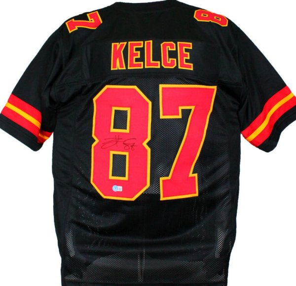 Travis Kelce Autographed Signed Black Pro Style Jersey-Beckett W