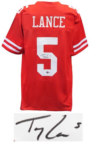 Trey Lance Autographed San Francisco (Red #5) Custom Jersey – Beckett