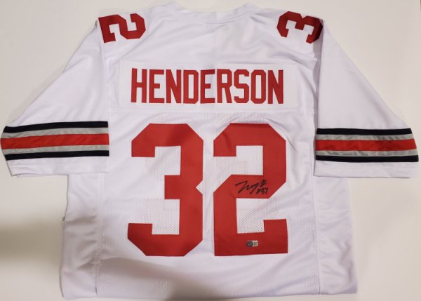TreyVeon Henderson Ohio State Buckeyes Autographed Signed White Jersey - Beckett Authentic