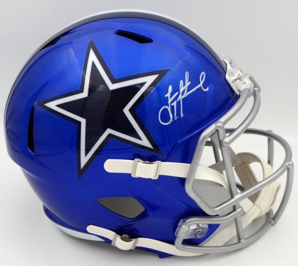 Troy Aikman Autographed Signed Dallas Cowboys Flash Blue Full Size Replica Speed Helmet (Smudge) Beckett Beckett Qr #Wu71644
