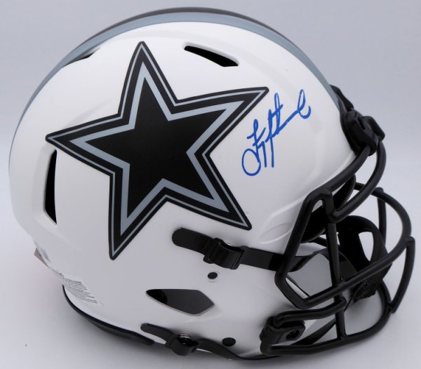 Troy Aikman Autographed Signed Dallas Cowboys Lunar Eclipse White Full Size Authentic Speed Helmet (Bubbled Auto) Beckett Beckett Qr #Wu63097