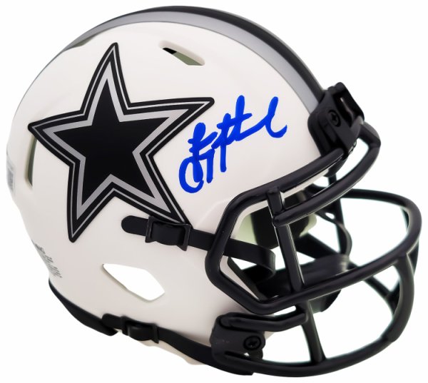 Troy Aikman Autographed Signed Dallas Cowboys Lunar Eclipse White Speed Mini Helmet Beckett Beckett Qr #202954
