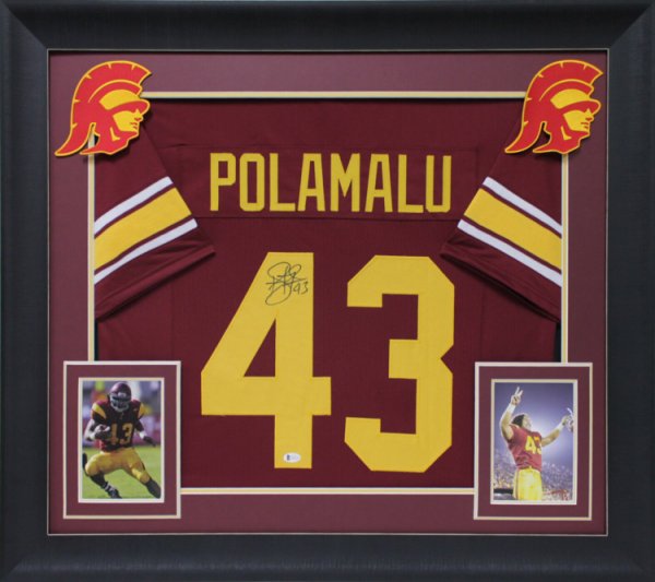 Troy Polamalu Autographed Signed Usc Authentic Maroon Pro Style Framed Jersey Beckett Witnessed