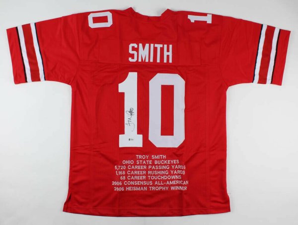 Troy Smith Autographed Signed Ohio State Buckeyes Stat Jersey (Beckett Holo) Heisman 2006