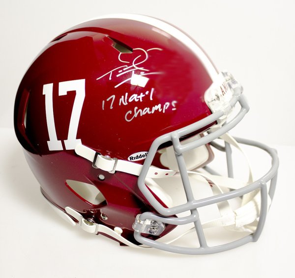 Tua Tagovailoa Autographed Signed Alabama Riddell Speed Full Size Authentic Helmet 17 National Champs - Fanatics Hologram