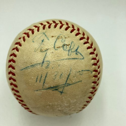 Ty Cobb Autographed Signed Beautiful Single Official American League Baseball PSA DNA COA