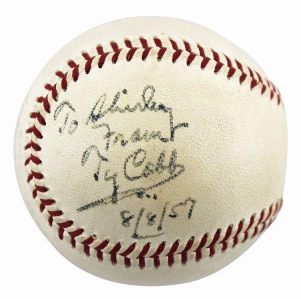 Ty Cobb Autographed Signed Tigers To Shirley From 8/8/57 Authentic Oal Baseball JSA