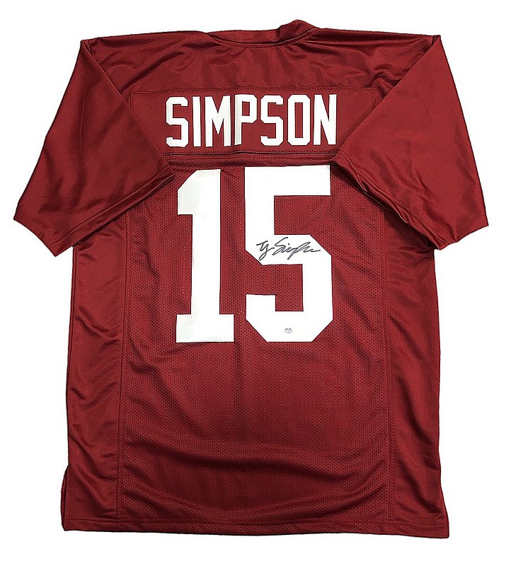 Ty Simpson Autographed Signed Alabama Crimson Tide Custom Crimson Jersey - PSA/DNA Authentic