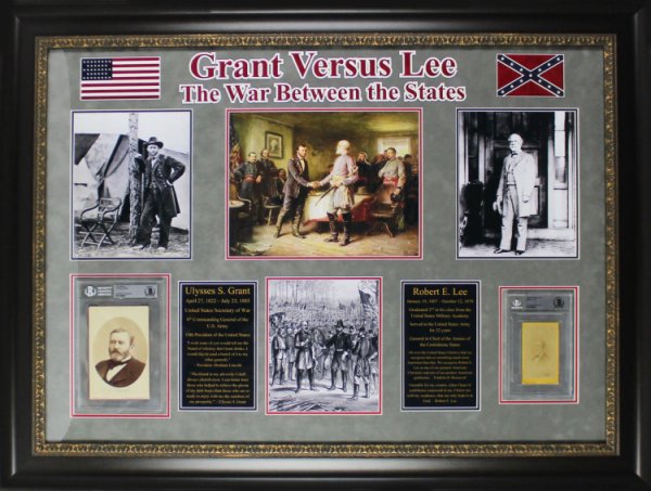 Ulysses S. Grant Autographed Signed Civil War Generals & Robert E. Lee Framed Display Beckett