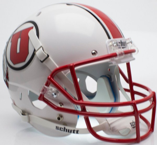 Utah Utes Full XP Replica Football Helmet Schutt White with Stripe