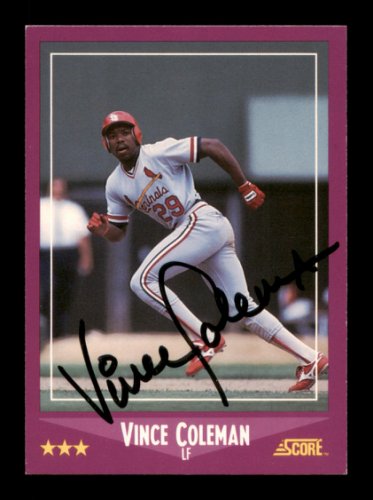 Vince Coleman Signed St. Louis Cardinals 1985 Topps Traded Rookie Baseball  Trading Card #24T
