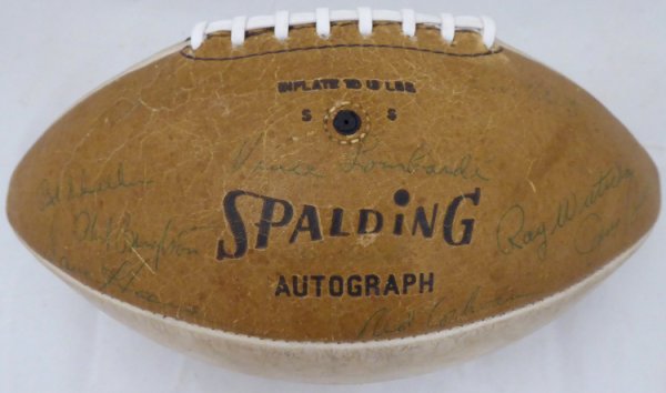Vince Lombardi Autographed Signed 1966-67 Green Bay Packers Super Bowl I Championship Team Football With 21 Signatures Including & Bart Starr Beckett Beckett