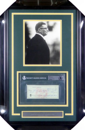 Vince Lombardi Autographed Signed Framed 8X10 Photo With Check Green Bay Packers Beckett Beckett