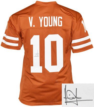 VINCE YOUNG AUTOGRAPHED SIGNED TEXAS LONGHORNS #10 WHITE JERSEY TRISTAR 