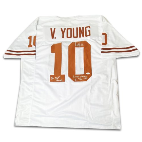 VINCE YOUNG AUTOGRAPHED SIGNED TEXAS LONGHORNS #10 WHITE JERSEY TRISTAR 