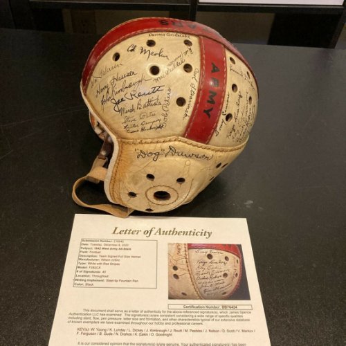 Waddy Young Autographed Signed Historic 1942 All Star Game Team Game Used Helmet JSA COA