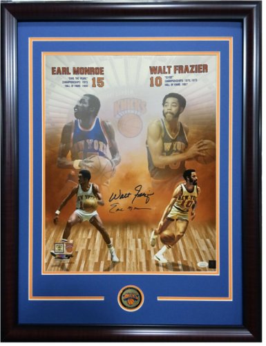 Walt Frazier Autographed Signed Earl Monroe 16X20 Photo Framed Knicks HOF Autograph JSA COA