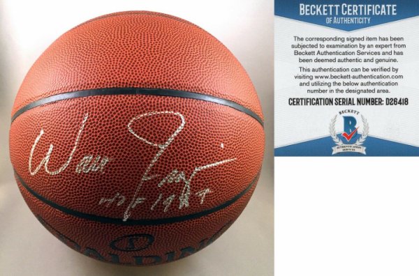 walt frazier signed basketball