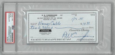Walt/RW Cunningham Autographed Signed Personal Check #1313- PSA Encapsulated #84179022 (Apollo/Astronaut)