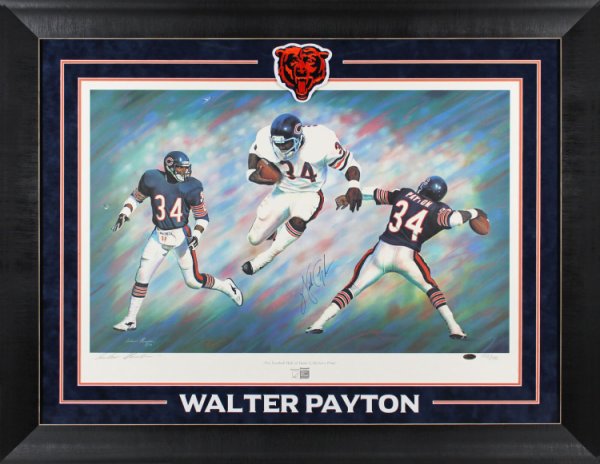 Walter Payton HOF/RB Of The Chicago Bears Signed Jersey W/Inscrip JSA LOA  Framed