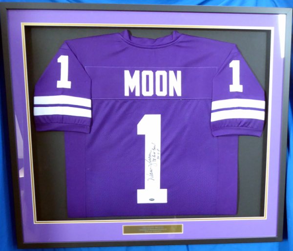 Warren Moon Autographed Signed Washington Huskies Framed Purple Jersey 78 Rose Bowl MVP Mcs Holo #177850