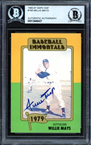 Willie Mays/ Autographed Signed 1980 Baseball Immortals Card #168 San Francisco Giants Beckett Beckett