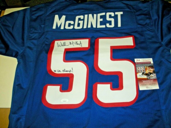 Willie Mcginest Autographed Red Pro Style Jersey Beckett W 