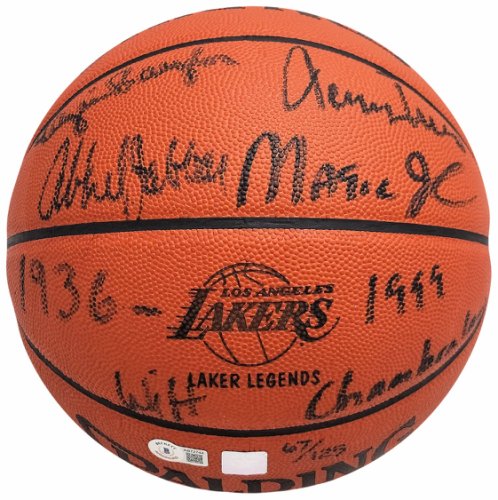 Wilt Chamberlain Autographed Signed Los Angeles Lakers Legends Spalding Game Basketball With 5 Signatures Including & Kareem Abdul-Jabbar Beckett Beckett