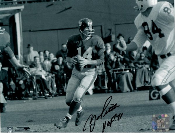YA Tittle Autographed/Signed New York Giants 8x10 Photo HOF 