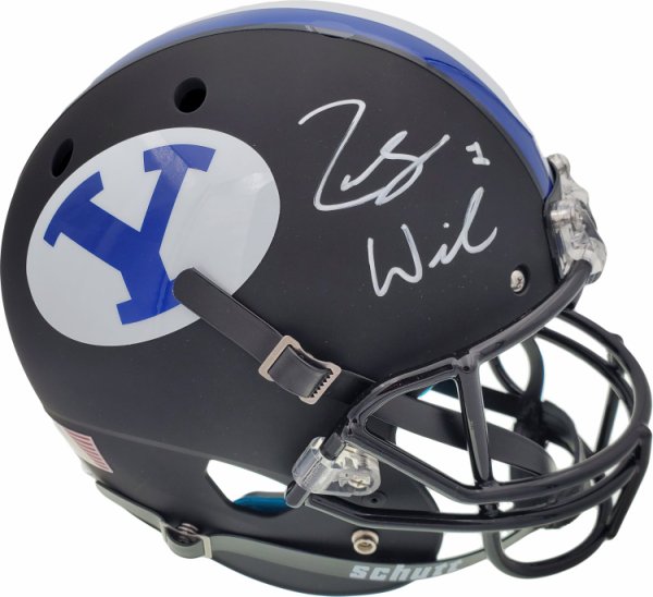 Zach Wilson Autographed BYU Cougars White Full Size Authentic Speed He — RSA