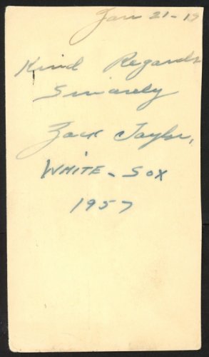 Zack Taylor Autographed Signed 3X5.5 1957 Government Postcard Chicago White Sox #153919