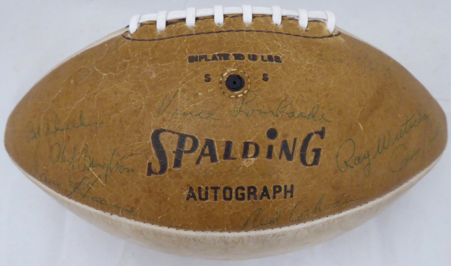 1966 67 Green Bay Packers Super Bowl I Championship Team Autographed Signed Football With 21 Signatures Including Vince Lombardi Bart Starr Beckett Bas A52081