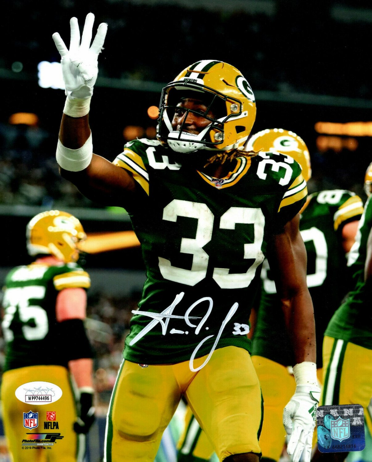Aaron Jones Autographed Signed Packers Running Back 8x10 Photo 7 Auto 17 Draft Pick Jsa
