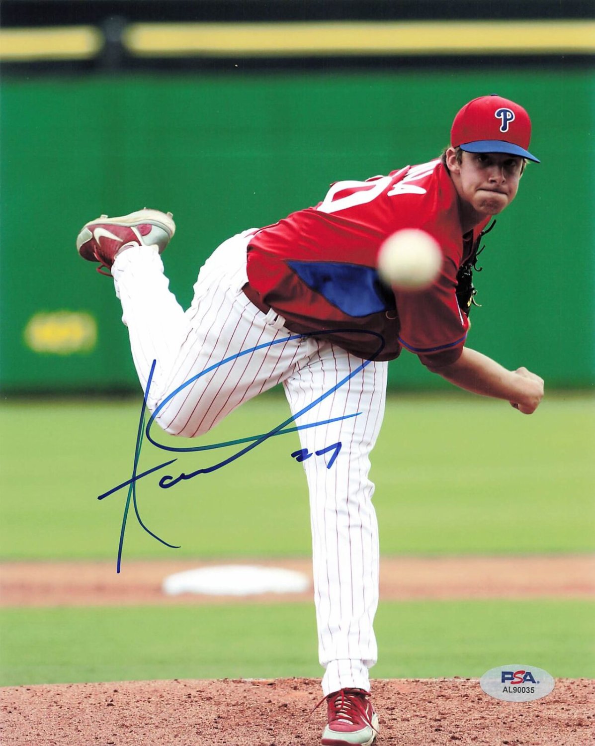 Aaron Nola Philadelphia Phillies Autographed 8 x 10 Pitching Photograph