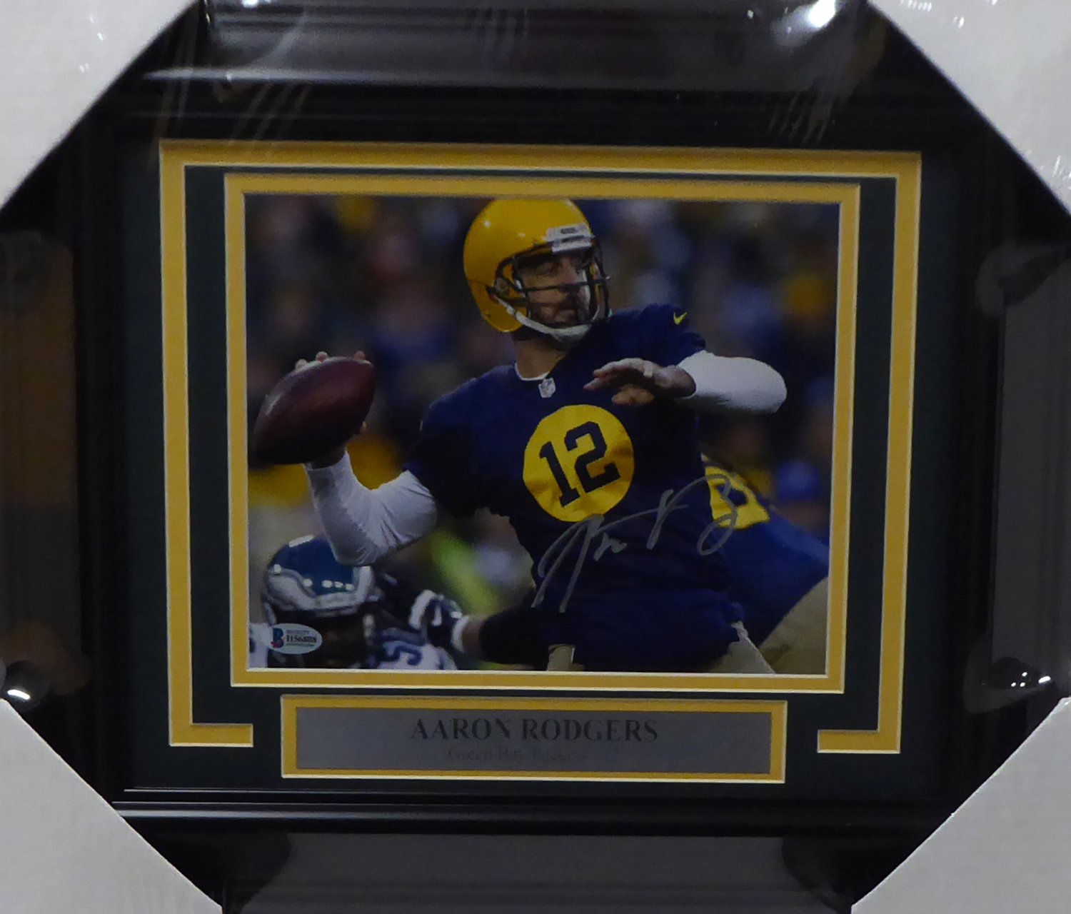 aaron rodgers signed framed jersey