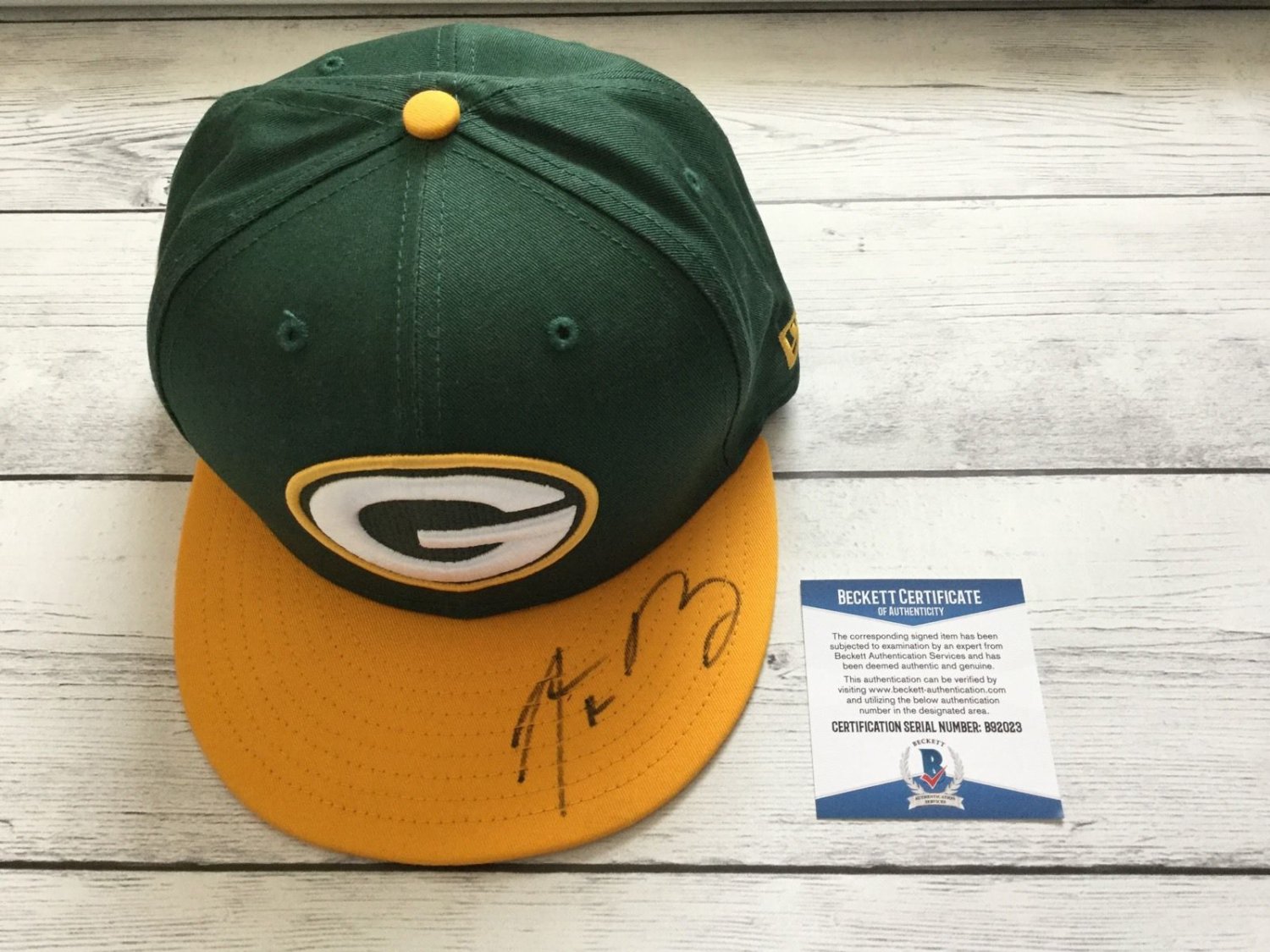 Aaron Rodgers Autographed Signed Green Bay Packers Hat Beckett Beckett