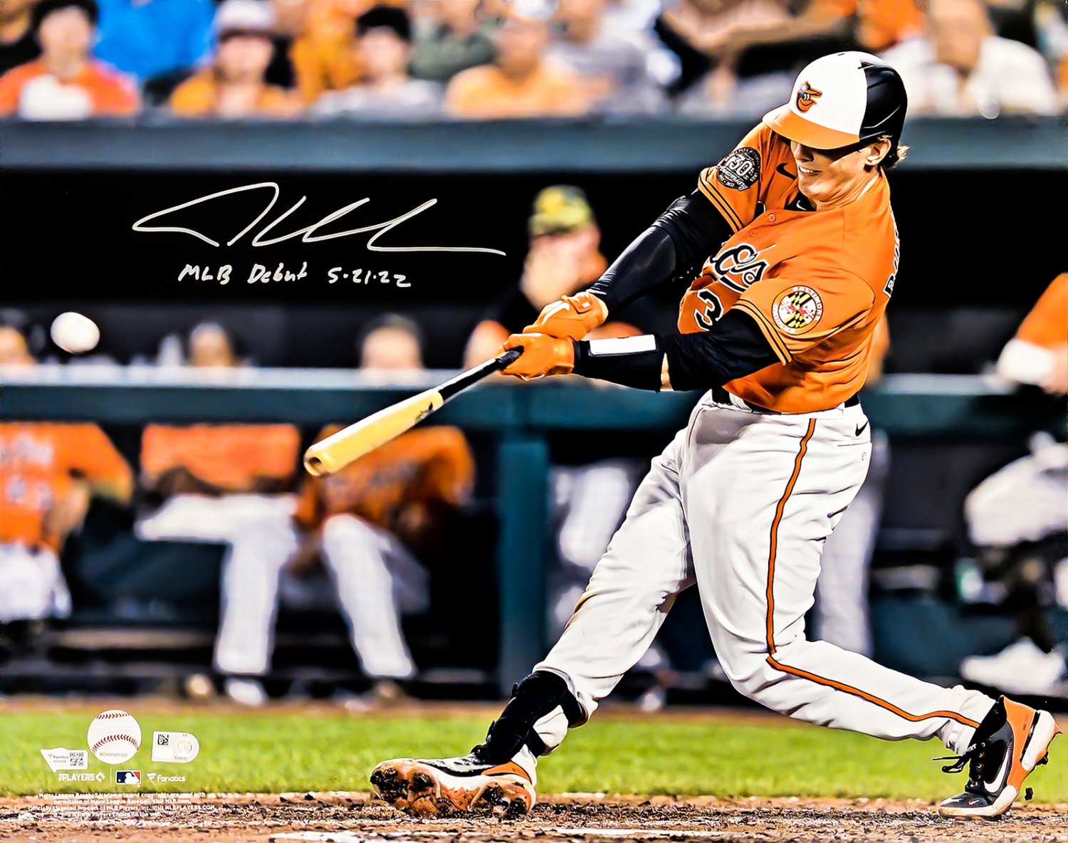 Adley Rutschman Autographed Signed 16X20 Photo Baltimore Orioles Debut  First Hit MLB Debut 5-21-22 Fanatics Holo