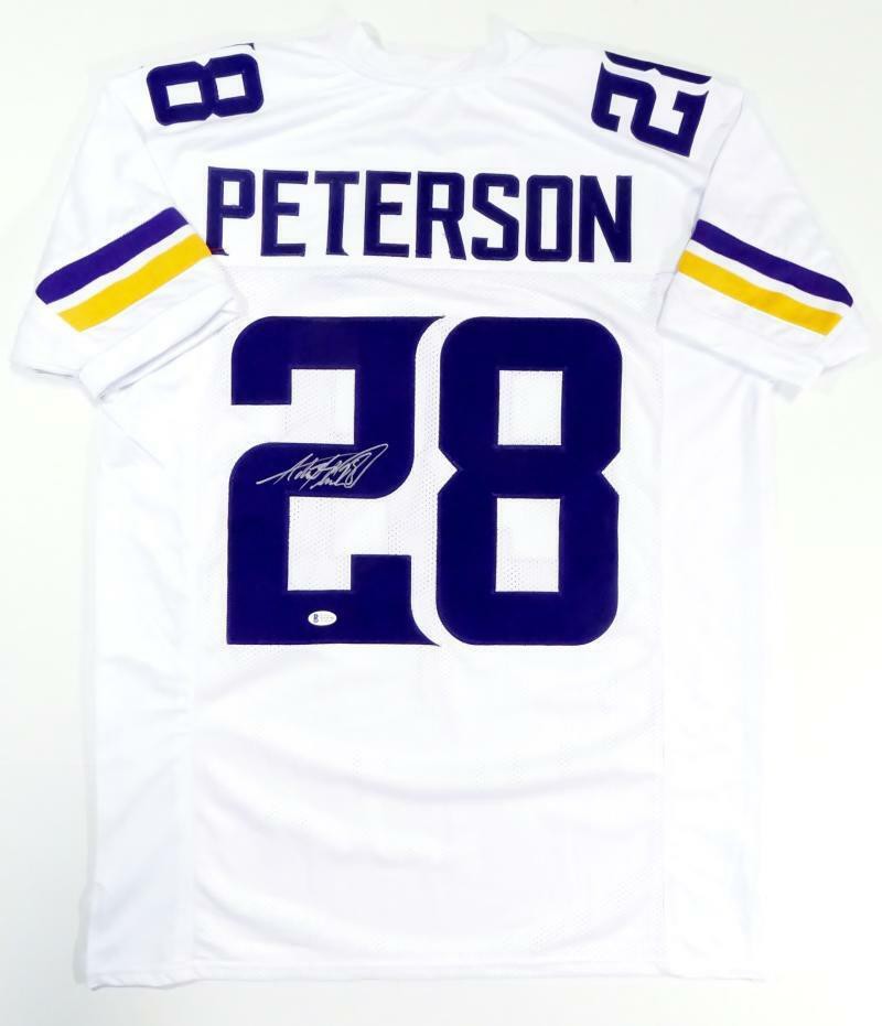 Adrian Peterson Autographed Signed Solid White Pro Style Jersey