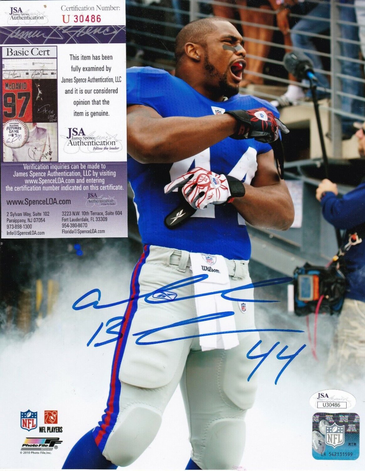 Ahmad Bradshaw Autographed Signed New York Giants JSA Authenticated Action  8X10