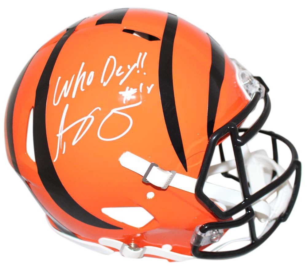 Aj Green Autographed Signed Cincinnati Bengals Authentic Speed Helmet Who Dey Bas