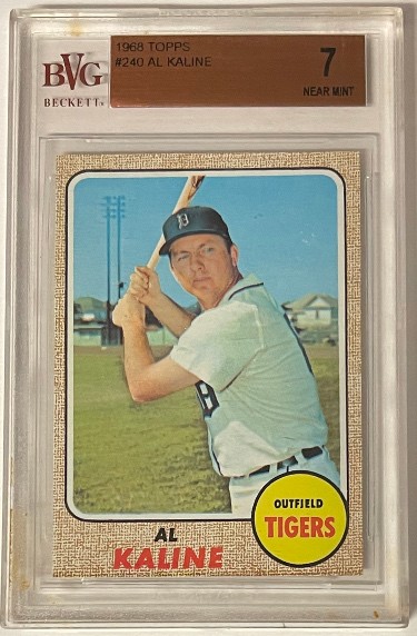 Al Kaline 1968 Topps Baseball Card #240- BVG Graded 7 Near Mint (Sub Grades/Detroit  Tigers)