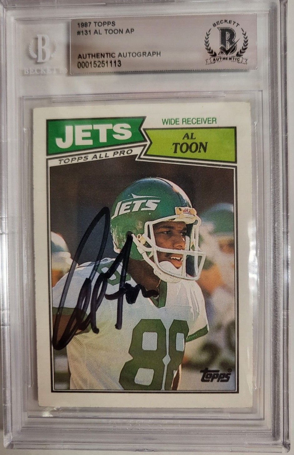 Al Toon Autographed Signed 1987 Topps Ny Jets #131 Auto Card