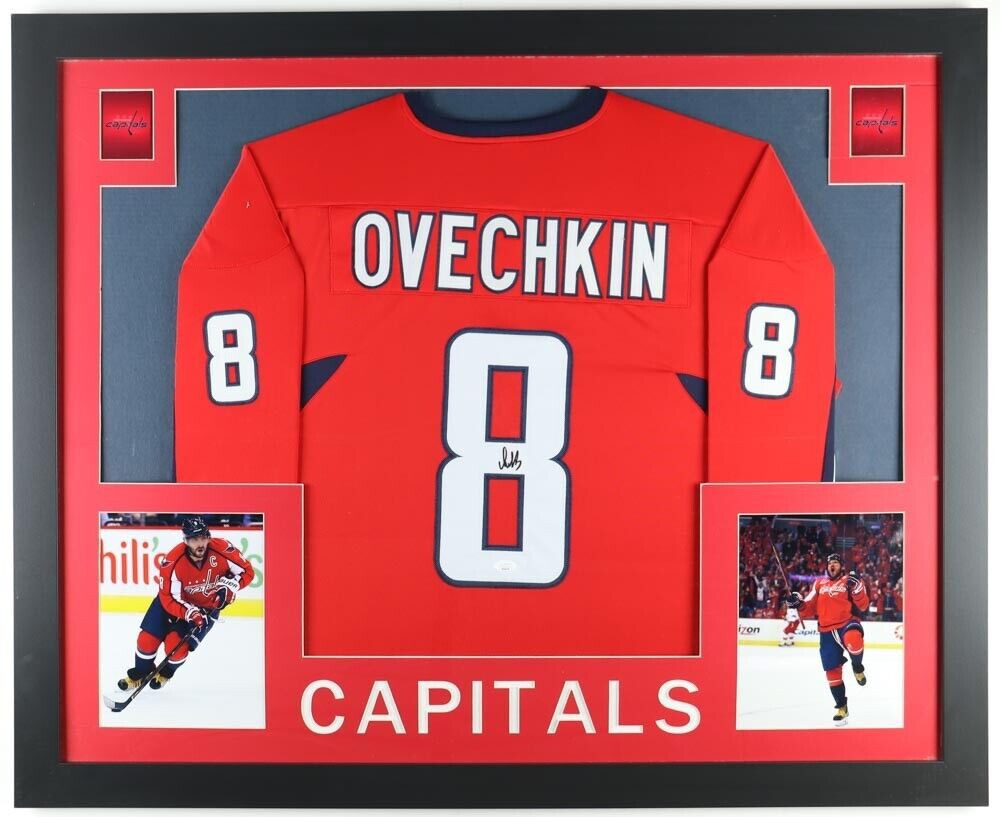 Alexander Ovechkin Signed Custom 35x 43 Framed Washington Capitals Jersey  JSA