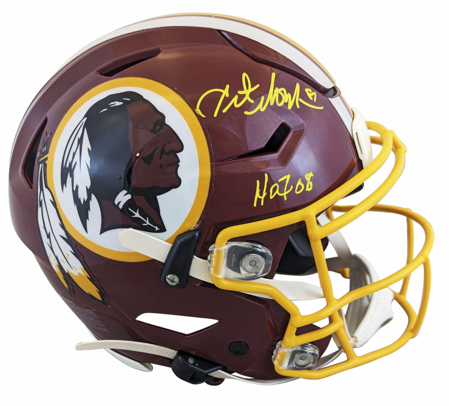 Art Monk Autographed Signed 'HOF 08' Riddell Speed Flex Full Size Helmet  Beckett Witnessed