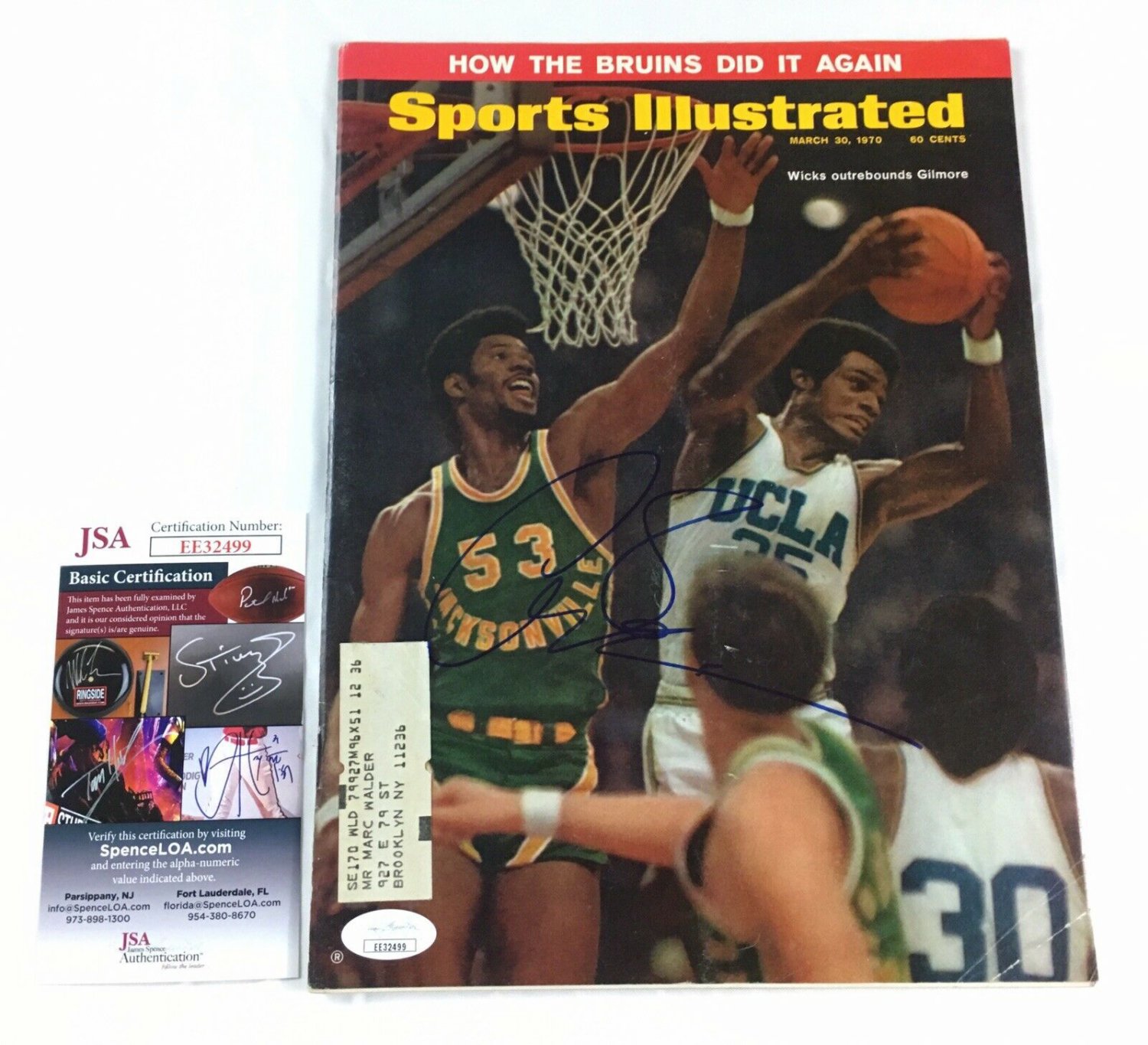 Artis Gilmore Autographed Signed Sports Illustrated Jsa Coa Jacksonville Chicago Bulls